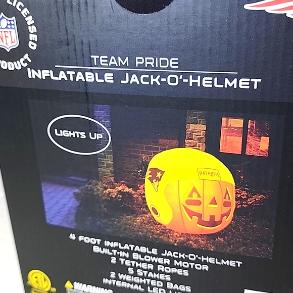 NFL Patriots Inflatable Jack O Helmet.New in Box. Lights up.Self inflates - Picture 6 of 7
